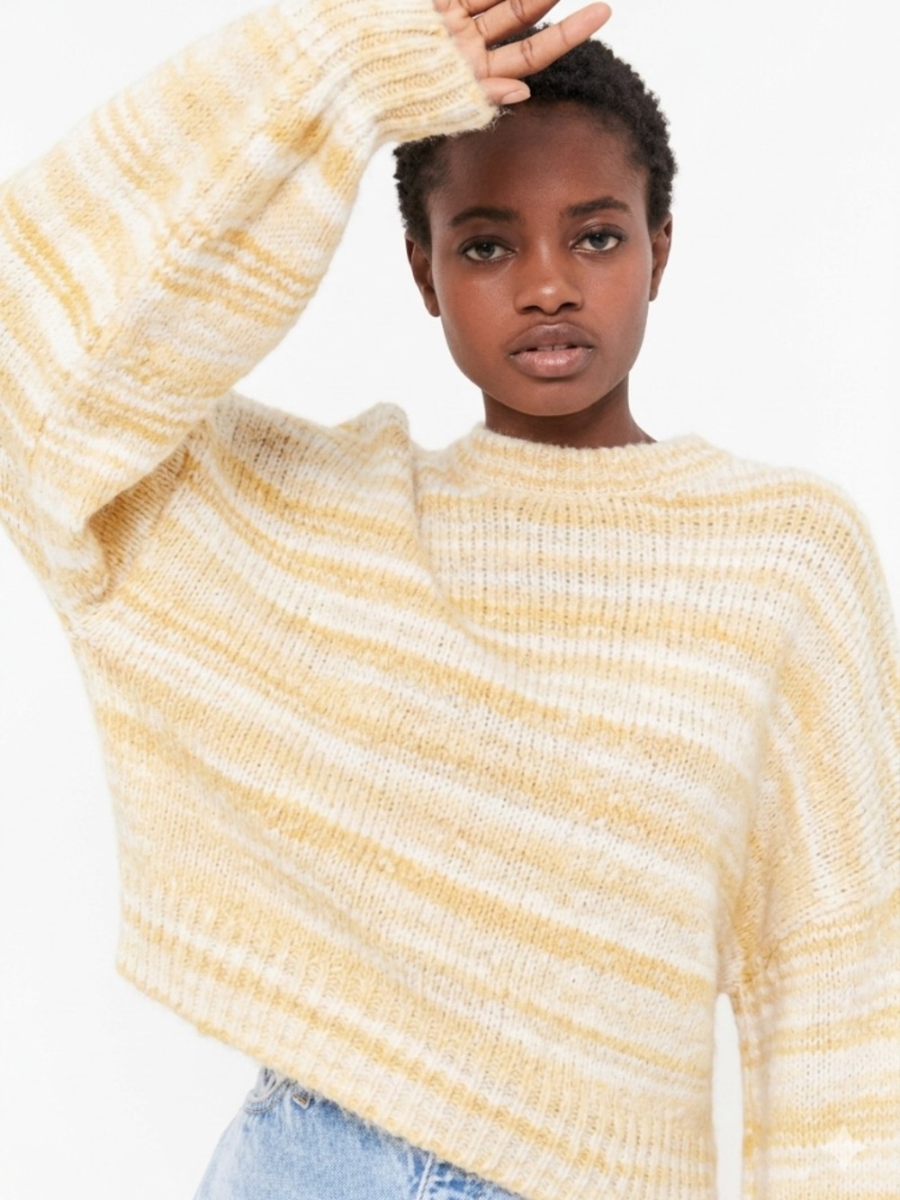 URBAN OUTFITTERS Agatha Cozy Cropped Balloon Sleeve Oversized Sweater sz L